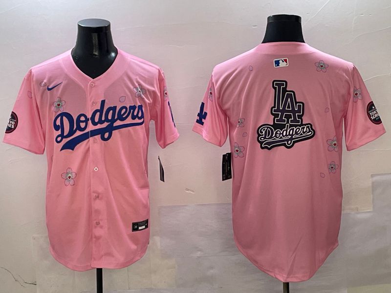 Men Los Angeles Dodgers Blank Pink Sakura Edition 2025 Nike MLB Jersey style 19